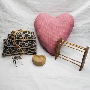 Cottage Decor Vintage Handcrafted Hearts Plaid Miniatures
